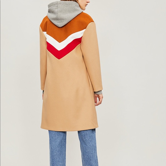 🔥Maje  Gorel Contrast-panel Wool And Cashmere-blend Coat size 36 or 4-6 US👍 - Picture 6 of 10